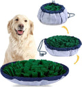 Blue adjustable dog snuffle mat spread out showing foraging folds for slow feeding