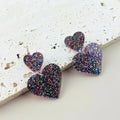Acrylic love heart earrings for women, geometric Valentine's Day drop dangle jewellery, one pair