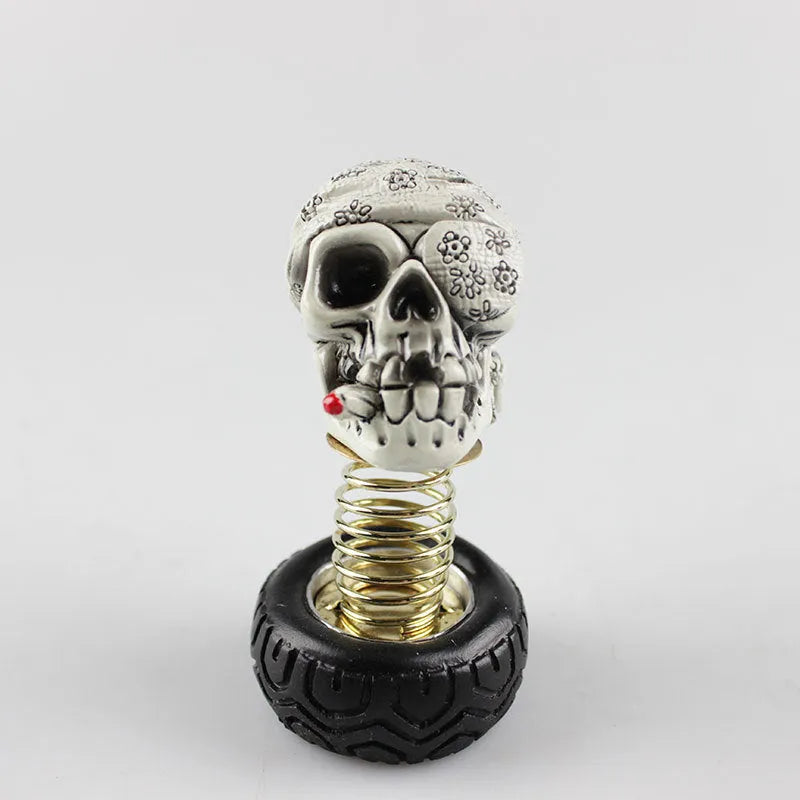 Resin skull car interior decoration with shake-head design, military cap style