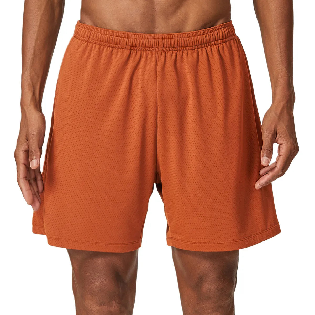 Men's quick-drying double-layer running shorts in sky green colour with moisture-wicking fabric
