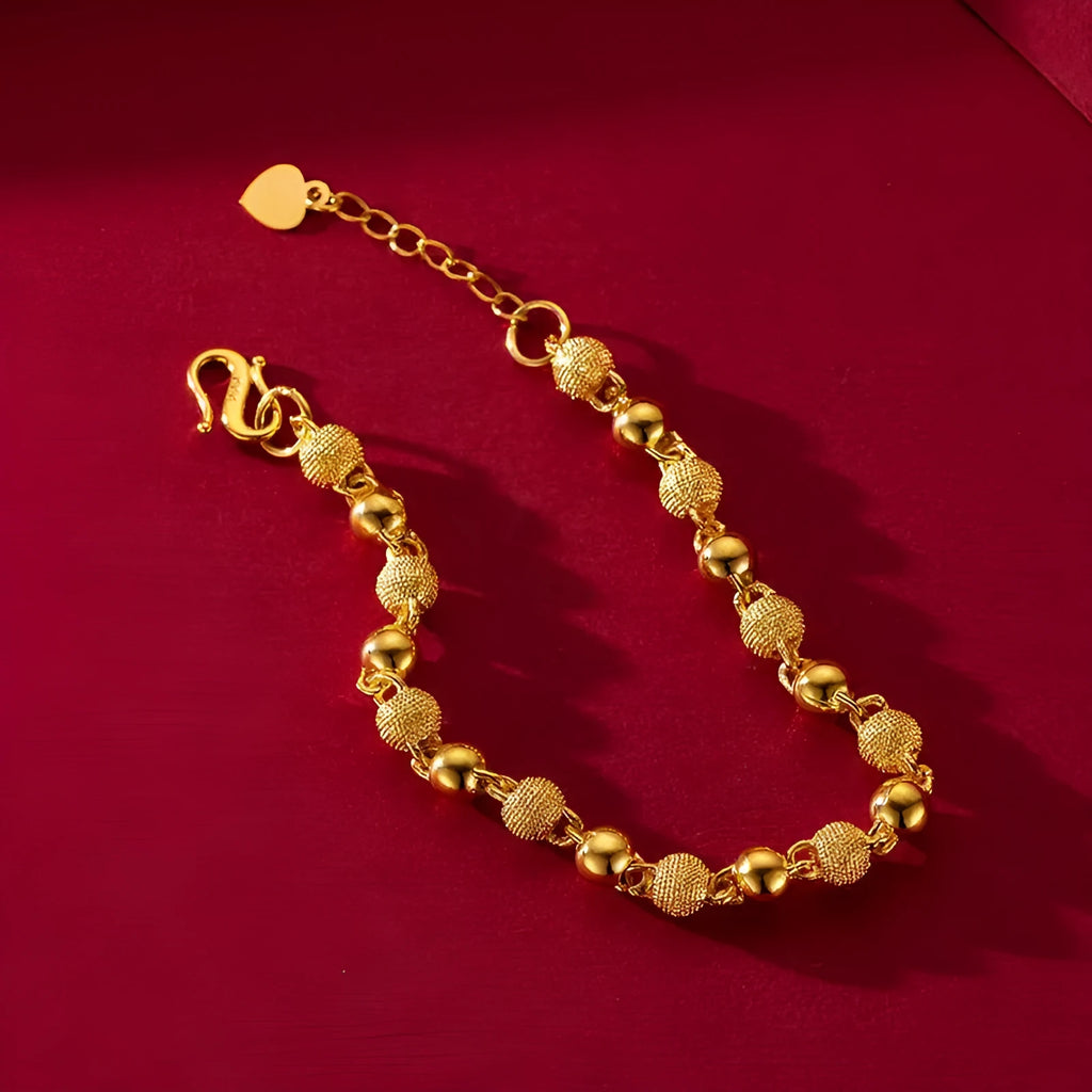 Light sand bead bracelet with chain detail, unisex alloy antique style, colour S116