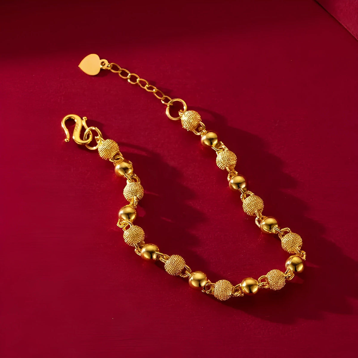 Light sand bead bracelet with chain detail, unisex alloy antique style, colour S116