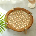 Brown woven rattan cat hammock measuring 46cm with 17.5cm height for elevated pet sleeping