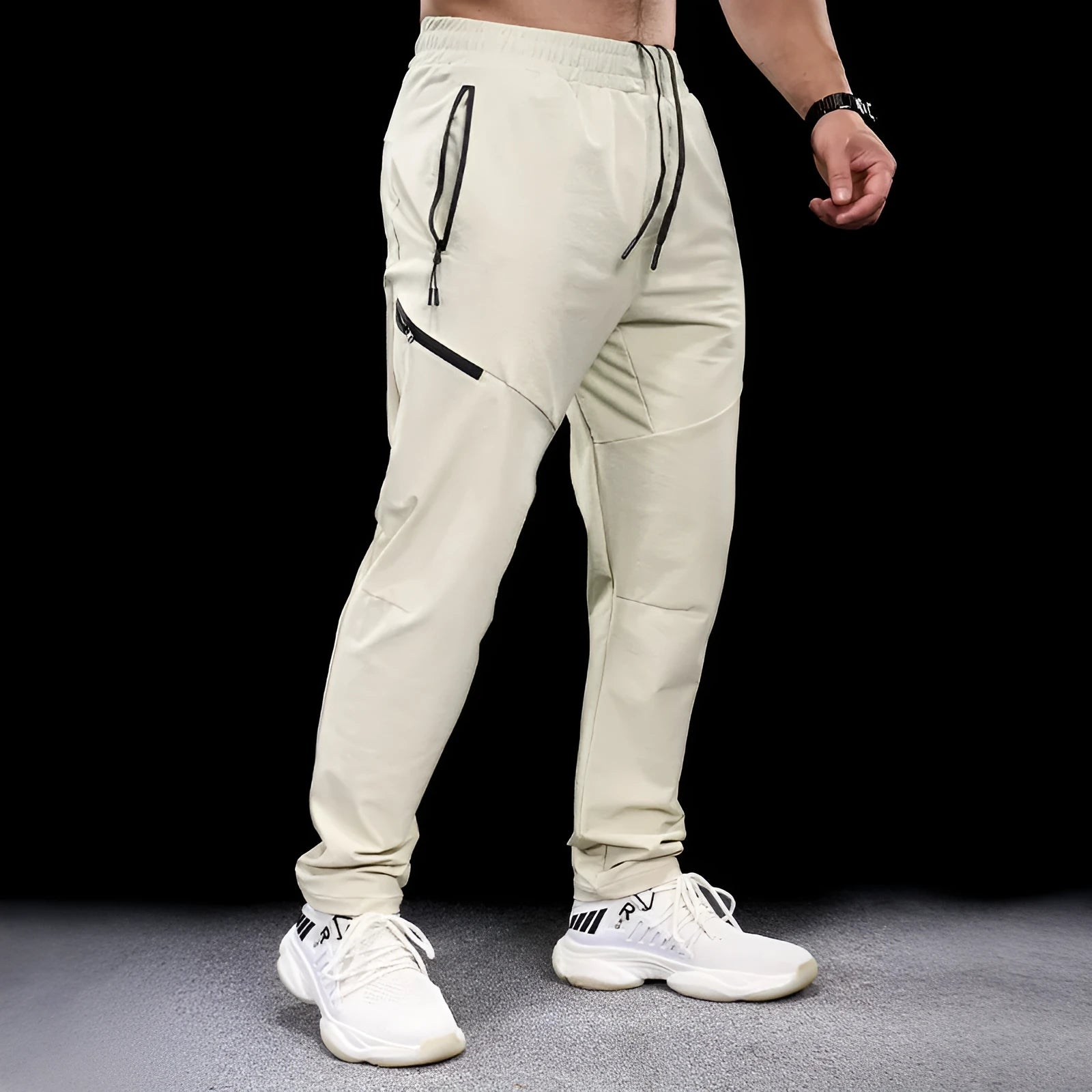 Men's waterproof quick-drying nylon workout pants in multiple colours for sports fitness
