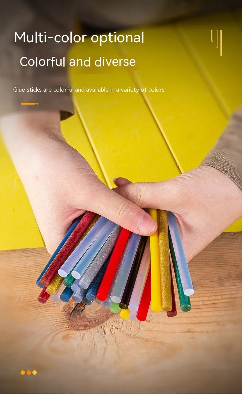A pack of 55 clear hot melt glue sticks with a diameter of 7mm.