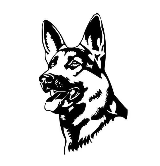 Reflective Alsace Shepherd hunting dog bumper sticker measuring 13x8 cm