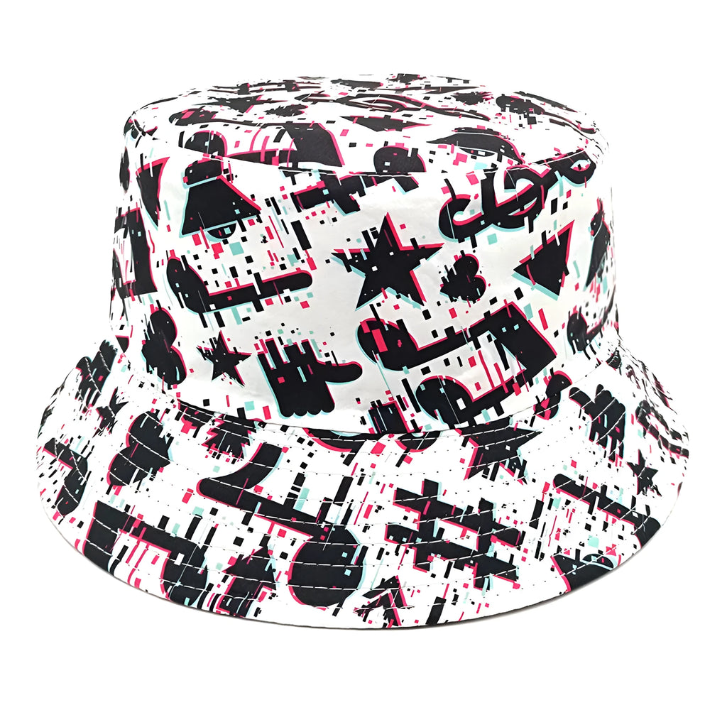 Musical note pattern printing polyester bucket hat with dome crown style for outdoor sun protection