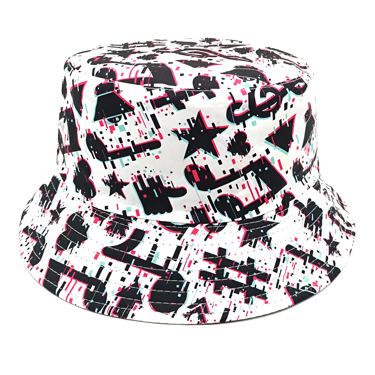 Musical note pattern printing polyester bucket hat with dome crown style for outdoor sun protection