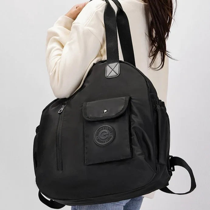 Large outdoor backpack in black, khaki, or green letters design with nylon construction
