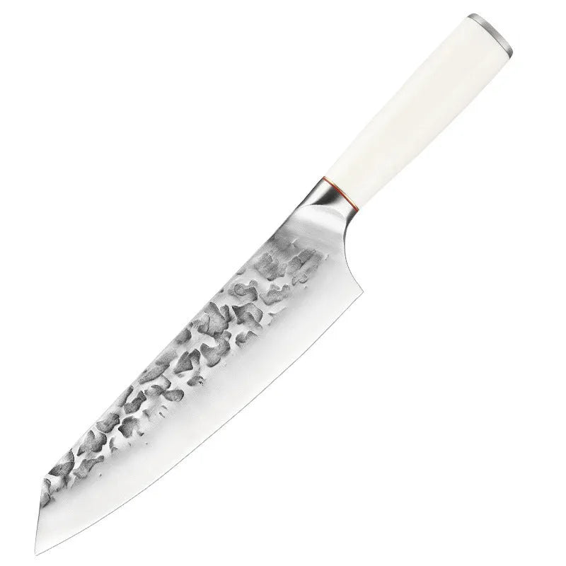 Hand forged stainless steel kitchen knives with 6 inch, 7 inch and 8 inch blades and a 7 piece set option