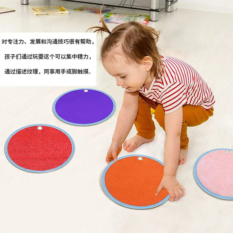 Autism children sensory pad with eight colourful fabric pieces for recovery training and sensory play
