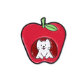 Colourful cartoon fruit design on a letter-shaped zinc alloy brooch pin.