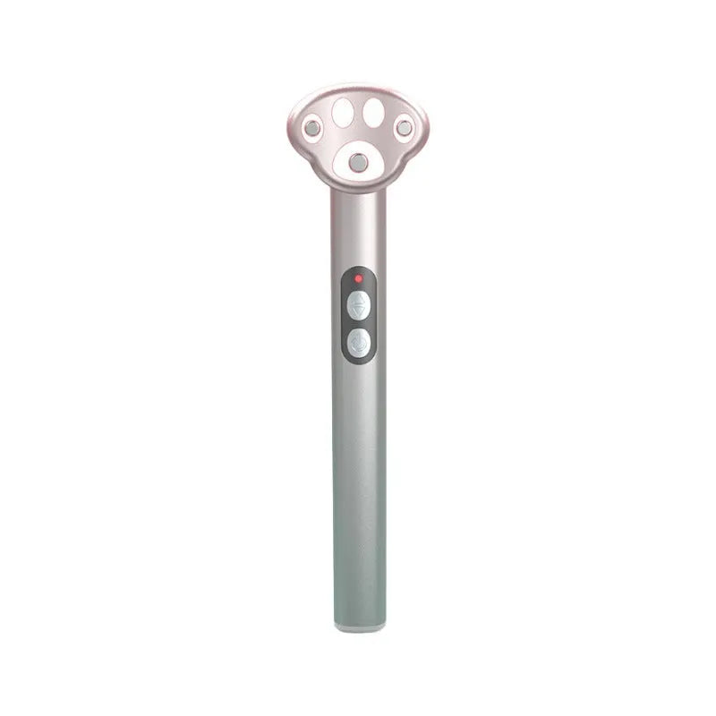 Pink cat's paw shaped eye massager with micro-current vibration and colour light function