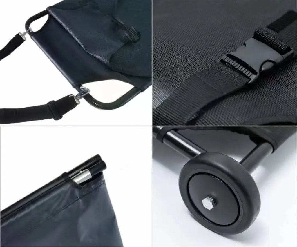 Black non-foldable aluminum alloy pet stretcher for large dog emergency transfer