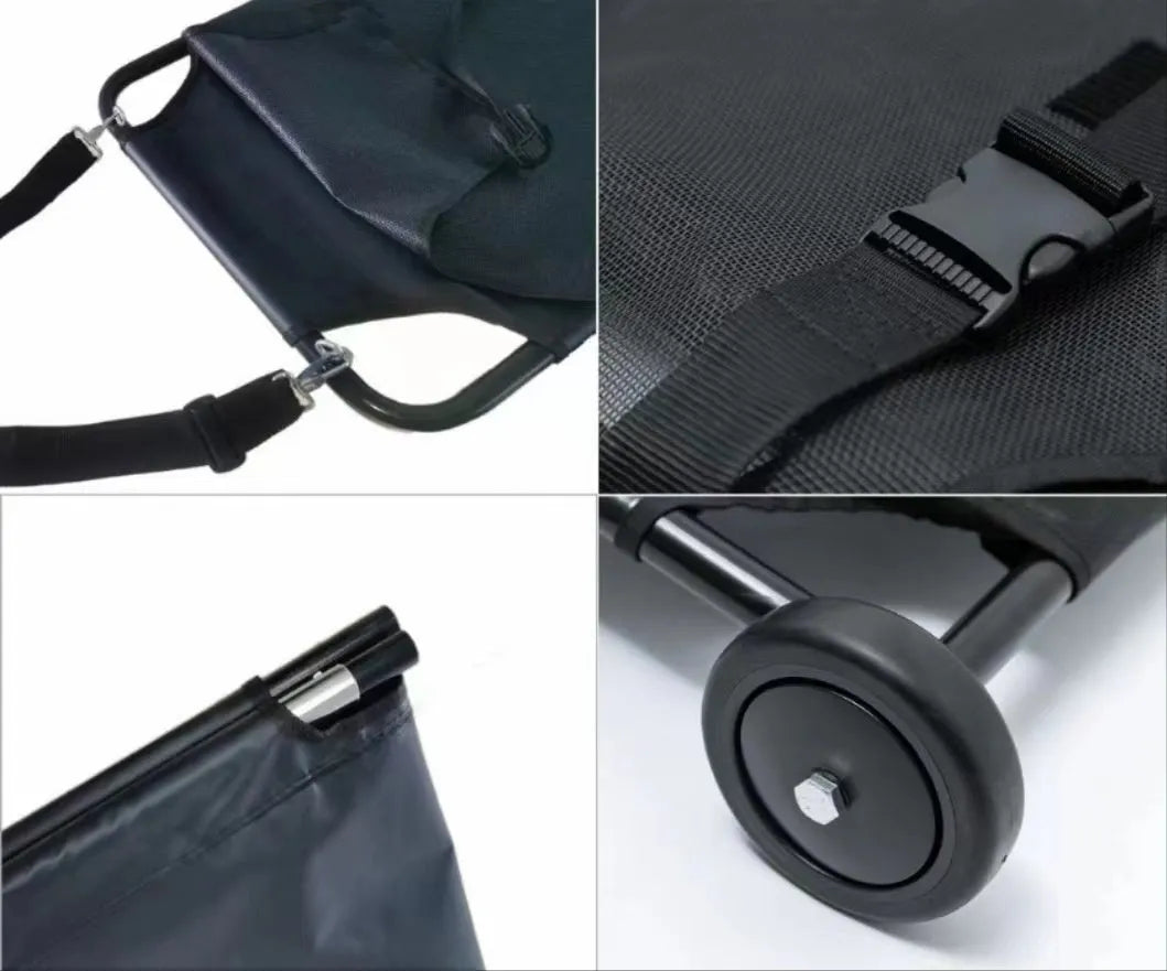 Black non-foldable aluminum alloy pet stretcher for large dog emergency transfer