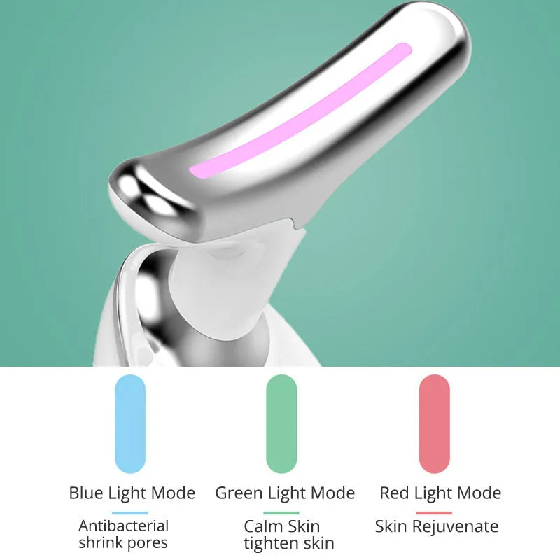 EMS thermal neck lifting massager with three-color LED lights and microcurrent wrinkle remover device