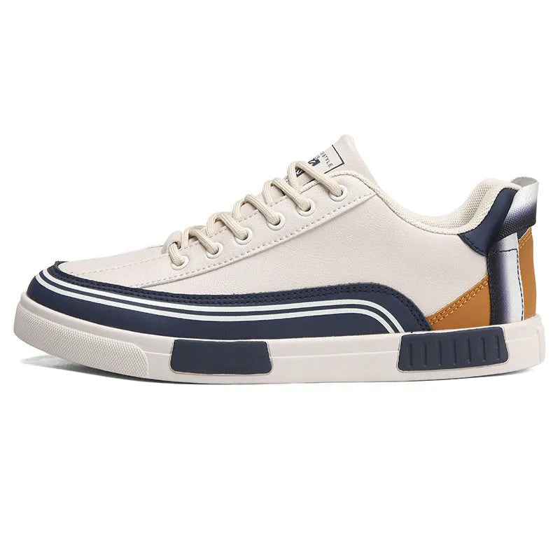Men's breathable section mesh casual shoes in Milan colour with beige, white and green canvas upper