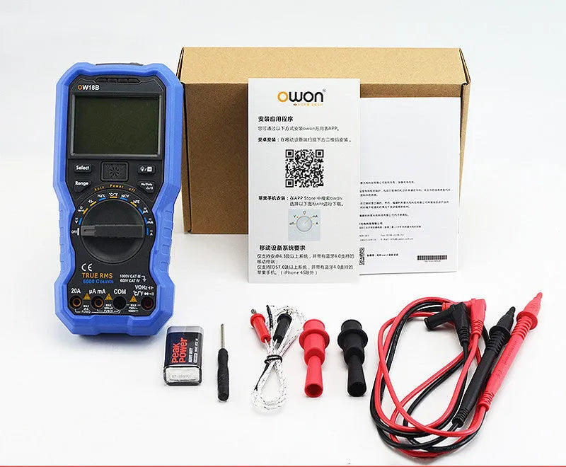 OW16B model handheld digital multimeter with NCV non-contact voltage detection and temperature measurement function.