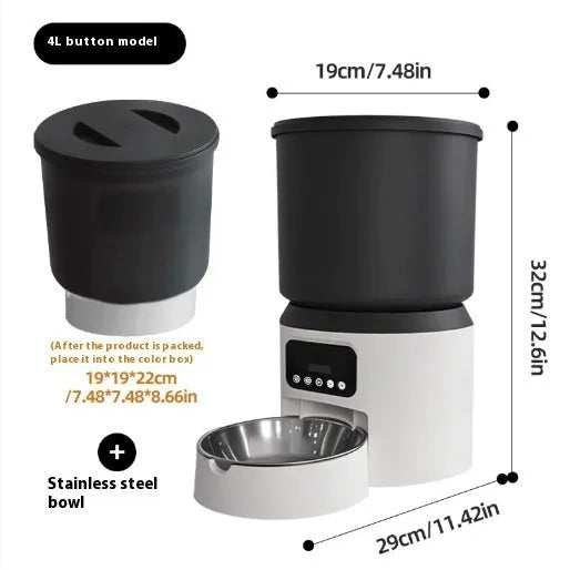 4L smart pet feeder with camera and stainless steel bowl