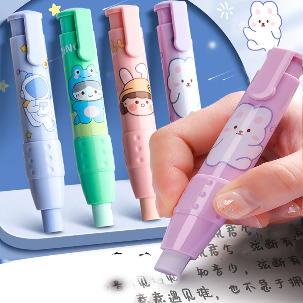 Kaba Bear press eraser with plastic case and replaceable rubber core in blue