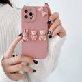 Women's fashion three-dimensional doll bear decorative phone case for iPhone with TPU construction