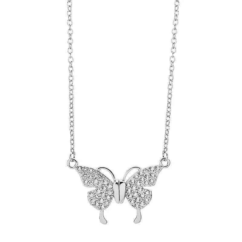 Titanium steel clavicle chain necklace with magnetic butterfly clasp and twisted chain design