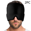 Black elastic gel eye mask with adjustable strap for headache relief