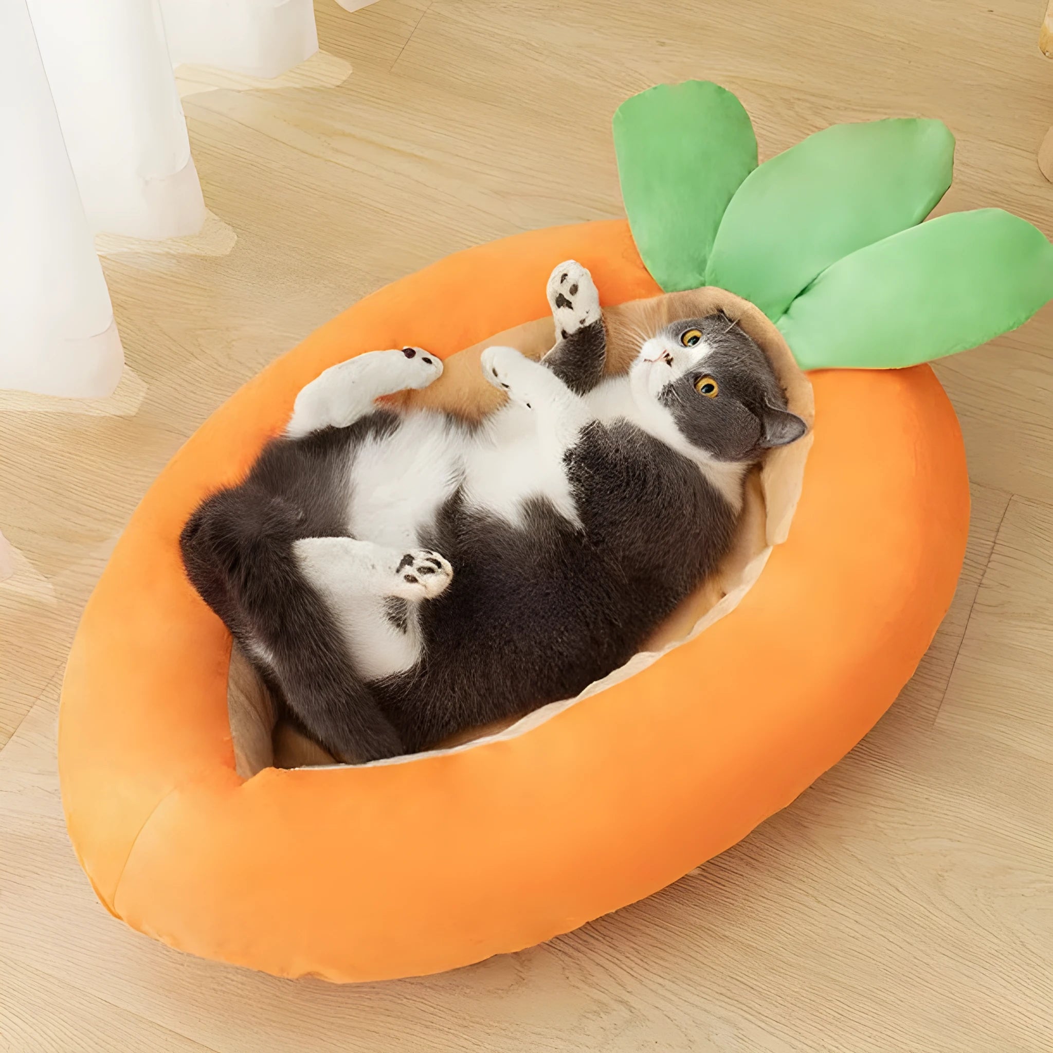 Cartoon carrot print double-sided dog mattress in cloth material