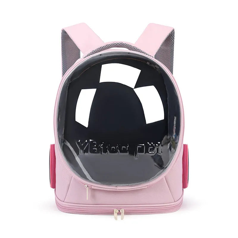 Cat bag space capsule backpack in blue with large capacity breathable PVC design for pet travel