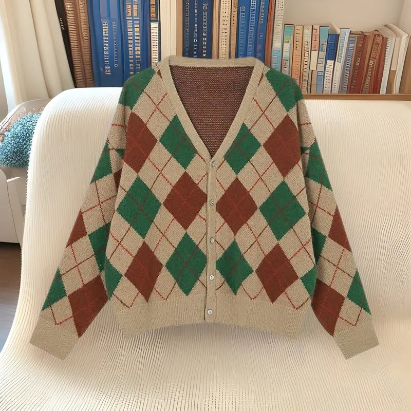 Acrylic knitted casual cardigan coat in macaron colours with regular sleeves