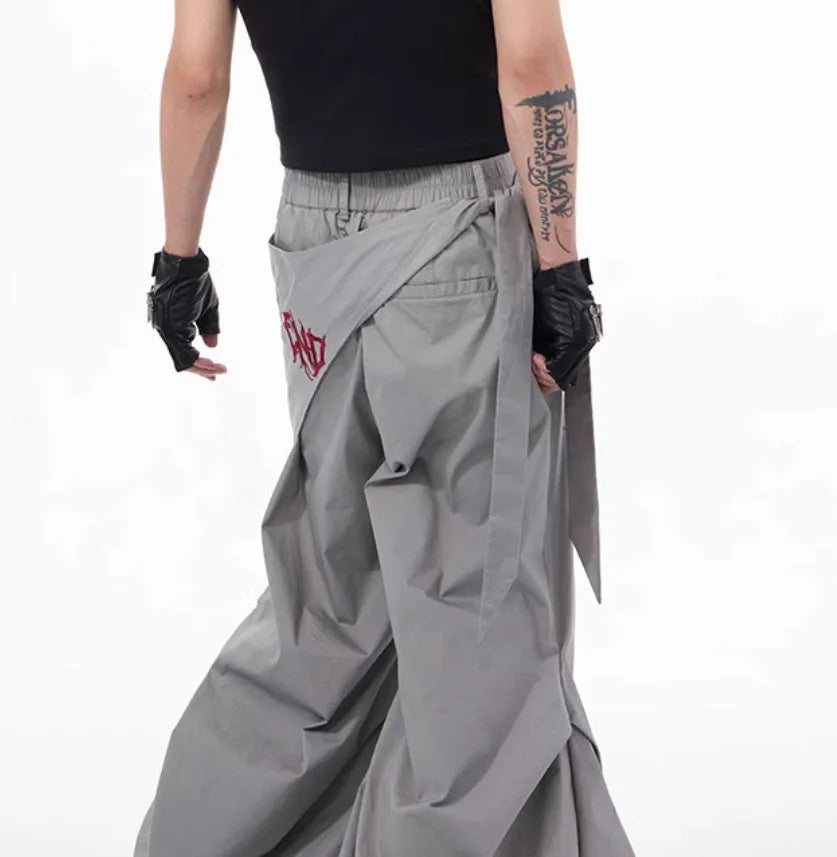 Boys black wide-leg summer pants in Korean youth style with straight-cut design