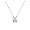 Women's square line opal butterfly necklace with 925 silver pendant on cross chain