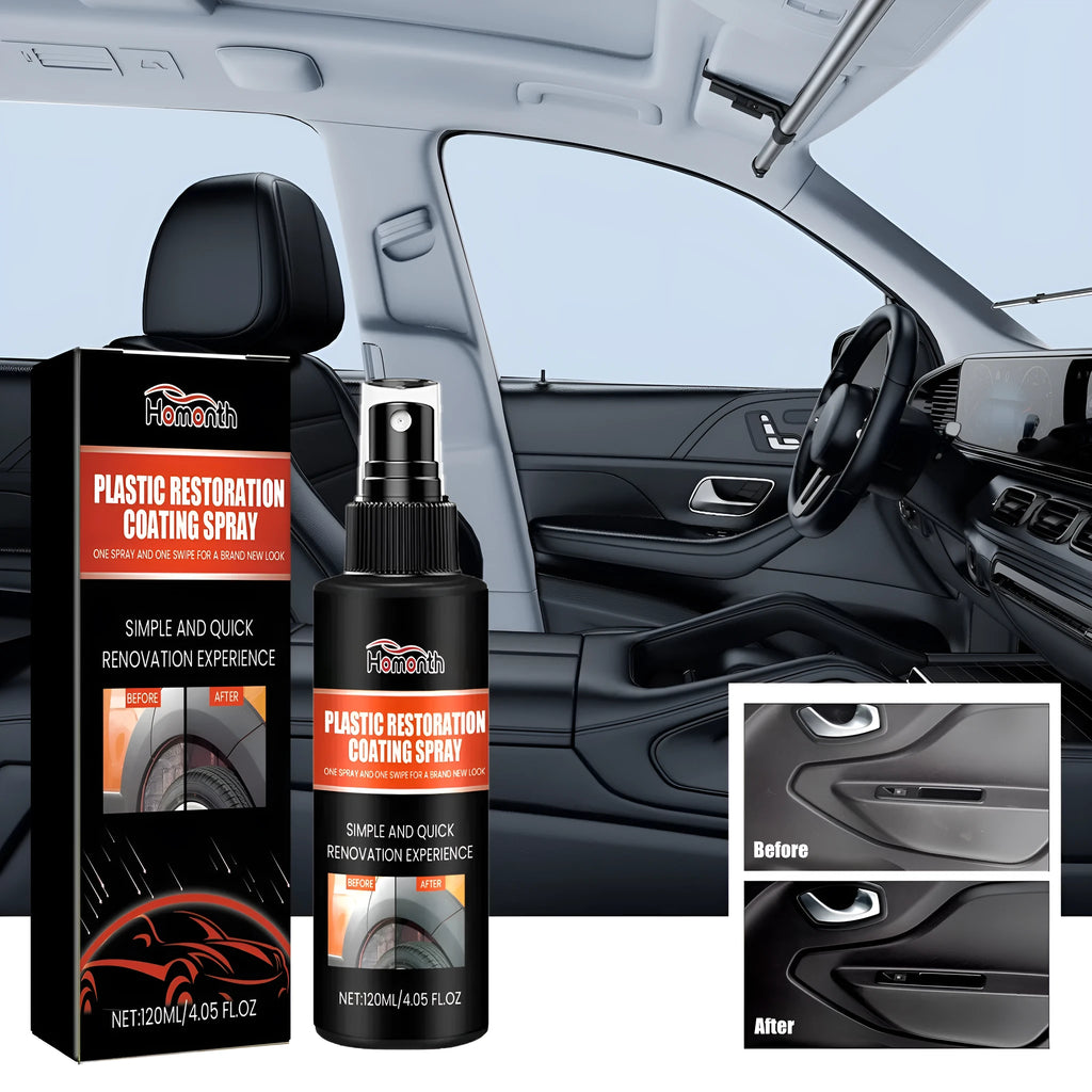 Car plastic renovation spray 120ml bottle with resin and Nano silica formula for trim restoration