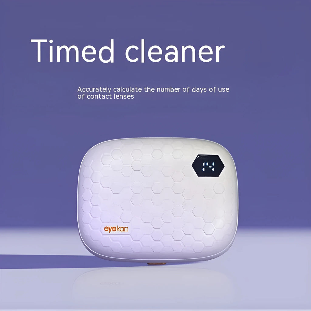 Automatic ultrasonic glasses cleaning machine in pearl white colour showing 85x65x30mm dimensions