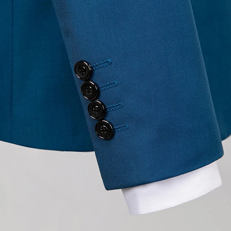 Men's Business Casual Suit Two-Piece Set in Polyester with Loose Fit Available in Multiple Colours and Sizes M-5XL for Spring and Autumn Wear