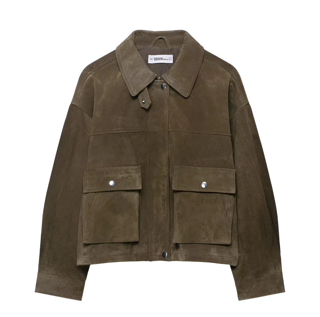Women's PU leather jacket in regular fit with Asian sizing options