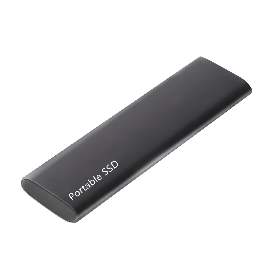 Ultra-thin metal mobile SSD external hard drive showing multiple capacity options and colour interfaces