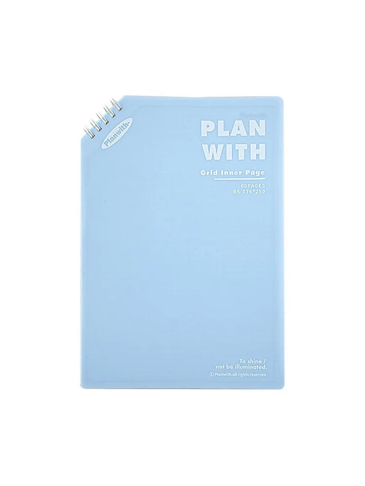 Oblique angle artsy ins style salt series notebook in A5 or B5 size with white or plaid blue cover