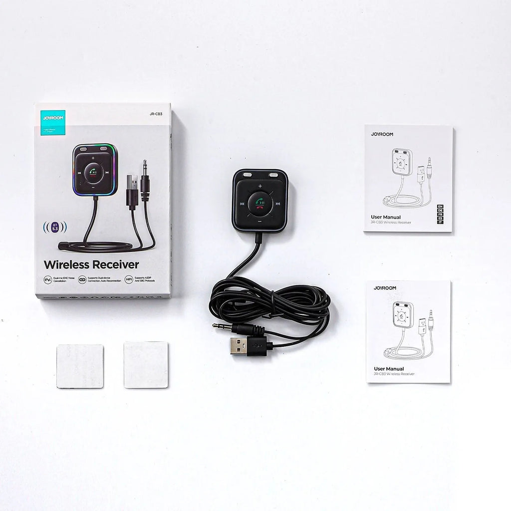 Black Bluetooth receiver MP3 player with noise reduction adapter and TF card slot, 40.5mm by 45.7mm