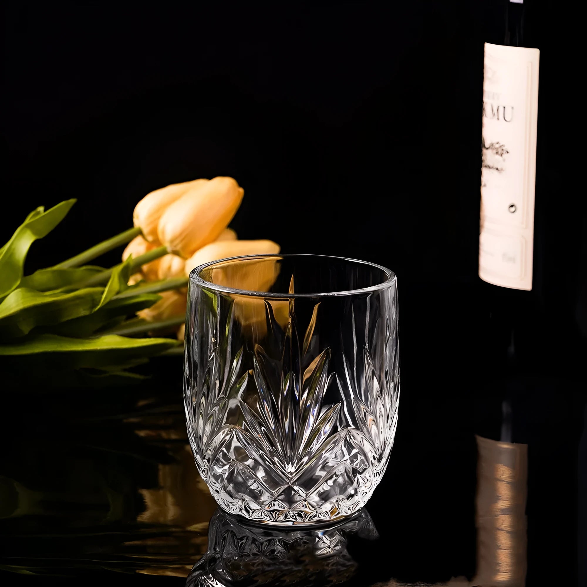 Crystal whiskey shot glass with thick bottom in one of ten available colour styles