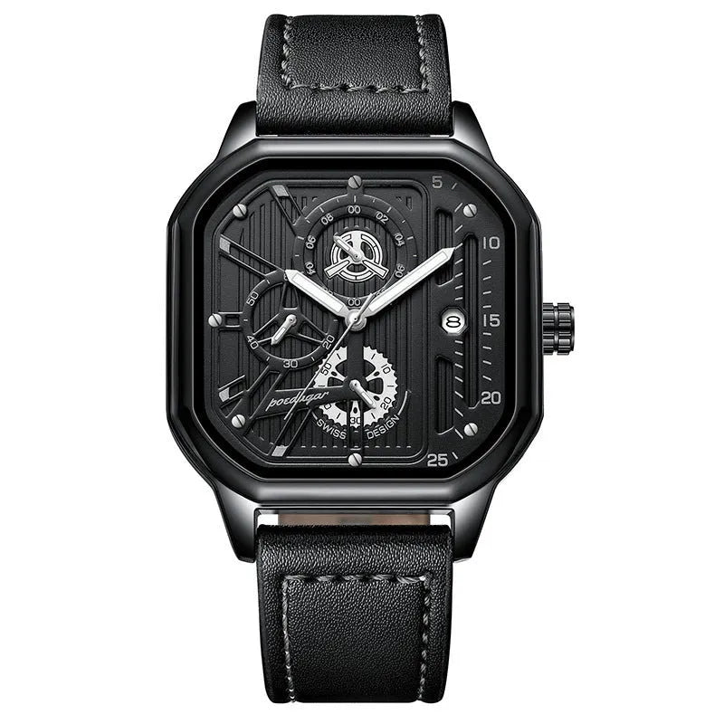 Men's sports quartz watch with 8mm thickness and belt-style strap in multiple colour options