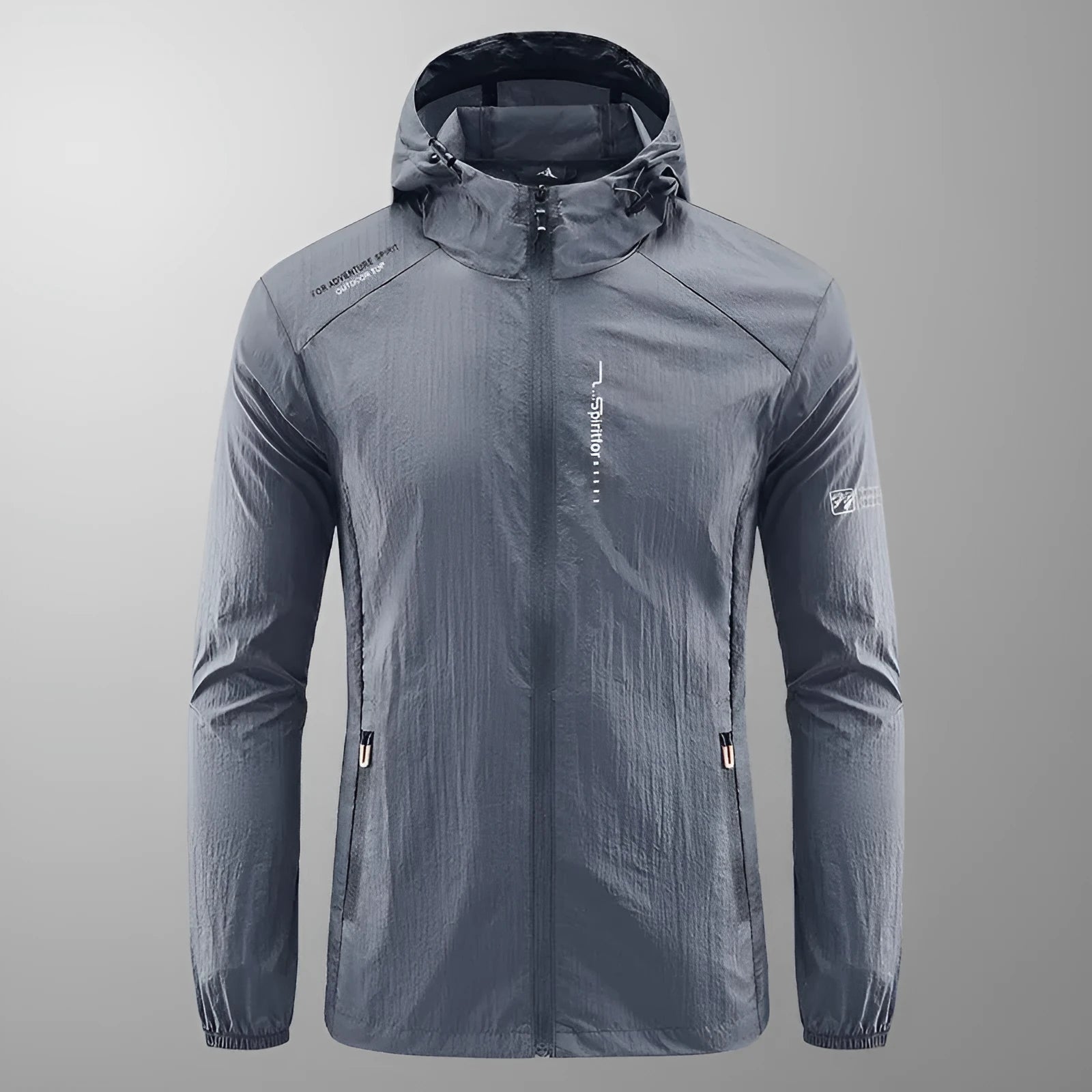 Men's lightweight hooded summer jacket in nylon fabric, loose fit design