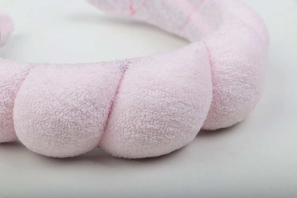 Cloth hair washing headband in black, handmade, soft material for shampoo and facial care