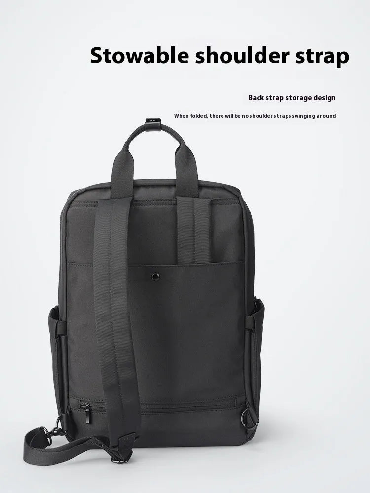 Oxford cloth computer backpack in black with multiple storage compartments