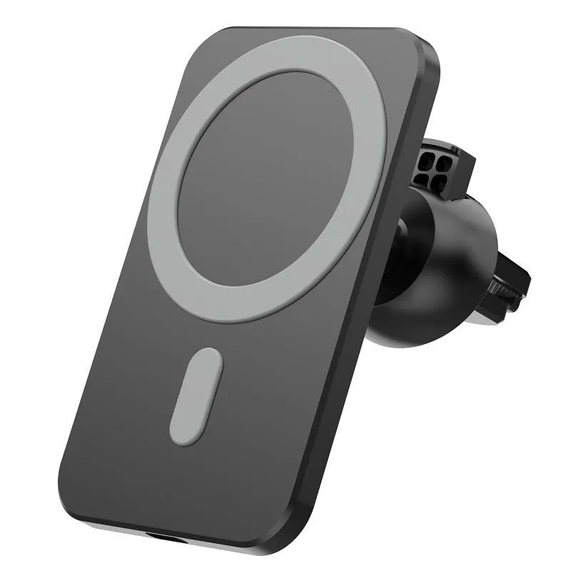 Black X-16 magnetic car wireless charger phone holder attached to a vent bracket