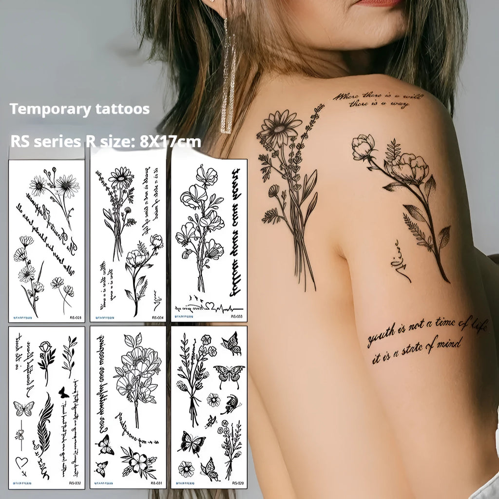 Creative Home flowers and plants tattoo sticker water transfer printing 6x17 cm RS pattern series