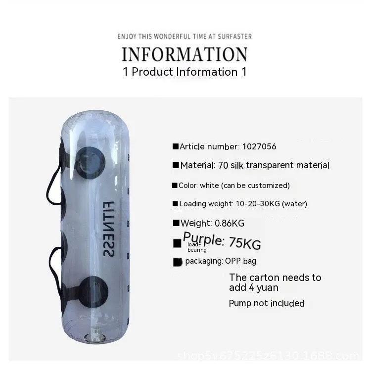 Transparent PVC inflatable water weight lifting bag for fitness training