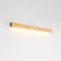 Walnut-coloured long wooden log strip wall lamp with LED lighting in a minimalist design.