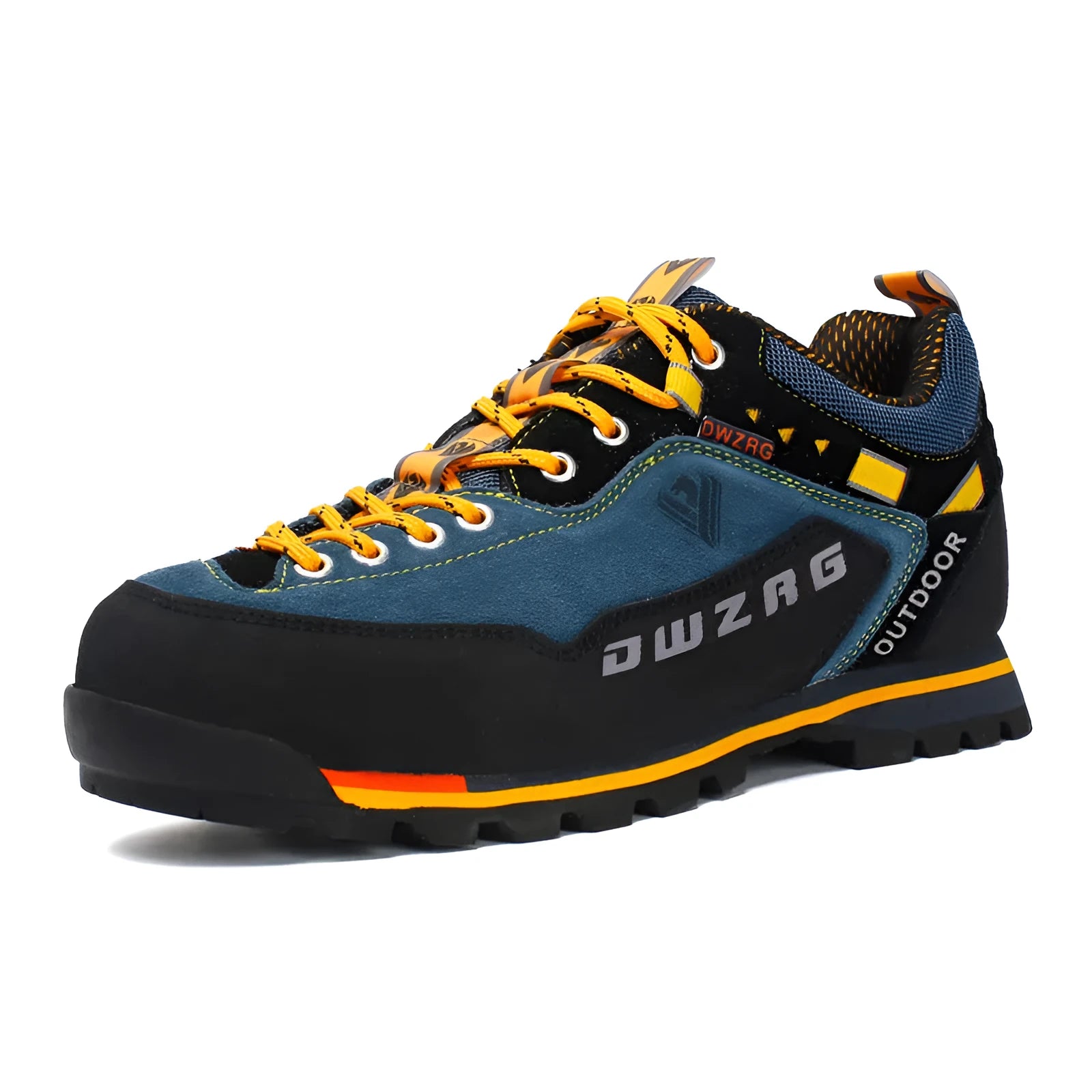 Men's hiking shoes with shock absorber cushioning available in red and yellow sizes 39 to 46