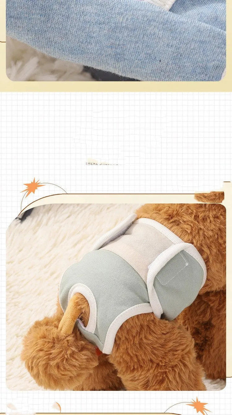 Dog physical safety pants in breathable pure cotton with elasticated waist, light blue colour